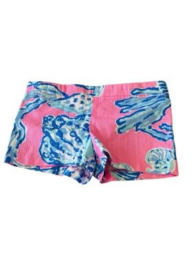 Lilly Pulitzer Adie Shorts Pink Blue Barefoot Princess Sz 5 Coral Summer Pull on